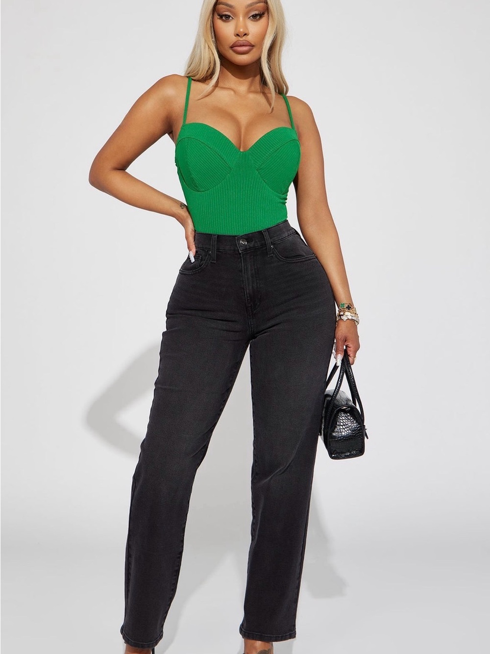 Fashion Nova Black Straight Leg Denim Jeans